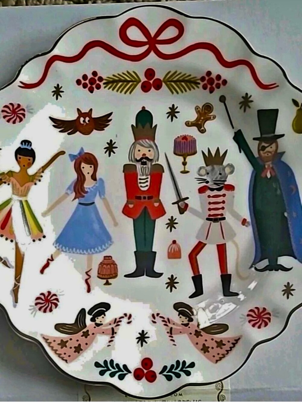 New Rifle Paper Co. Nutcracker Character Plate – Scalloped Holiday Dessert Plate